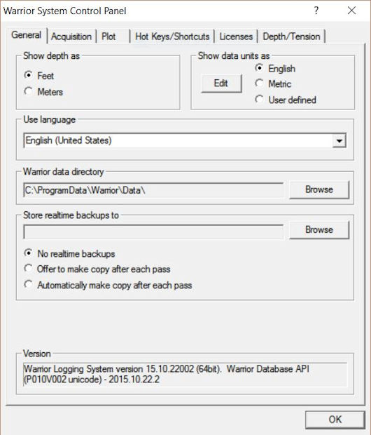 Warrior Control Panel picture